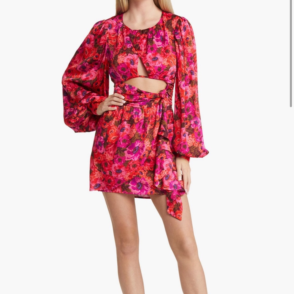 For love and lemons Lauren floral long sleeve minidress